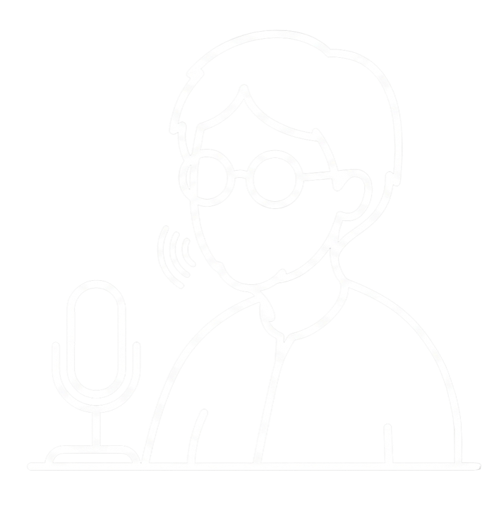 A person in glasses speaking into a microphone.